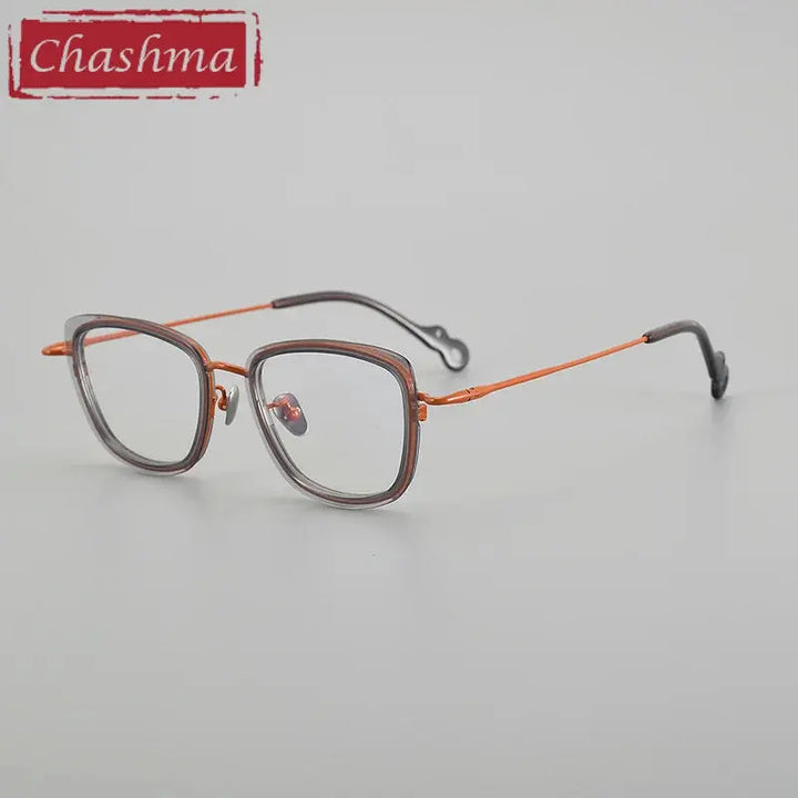 Chashma Ottica Unisex Full Rim Square Acetate Titanium Eyeglasses 775965 FuzWeb