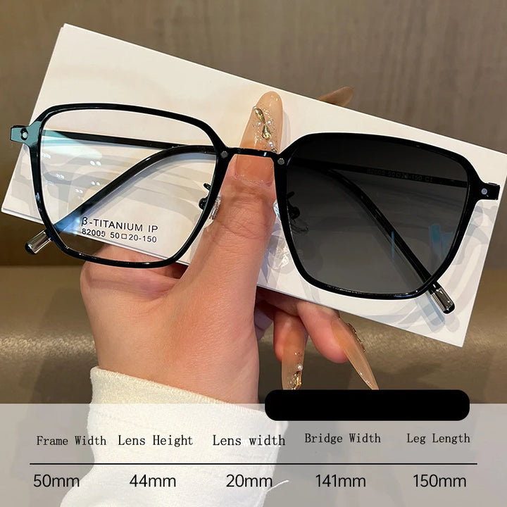 Kocolior Unisex Full Rim Polygon Titanium Photochromic Reading Glasses 82005