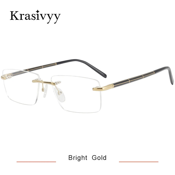Krasivyy Unisex Rimless Polygon Square Titanium Eyeglasses 716059