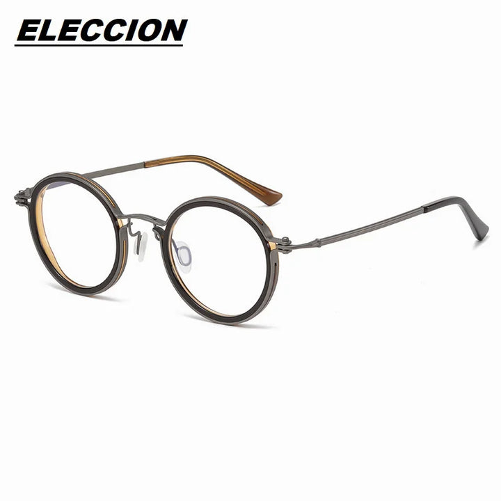 Eleccion Women's Full Rim Round Titanium Acetate Eyeglasses 5860