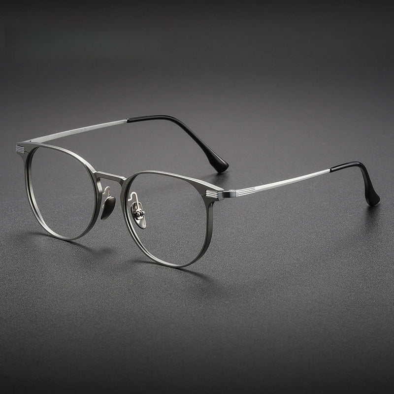 Yimaruili Unisex Full Rim Round Al Mg Titanium Alloy Eyeglasses 20250