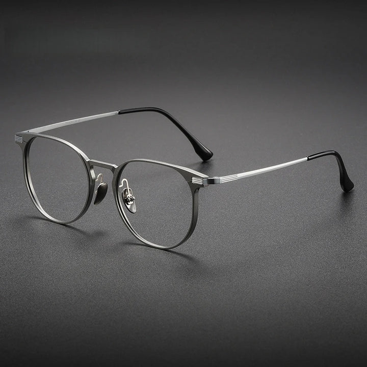 Yimaruili Unisex Full Rim Round Al Mg Titanium Alloy Eyeglasses 20250