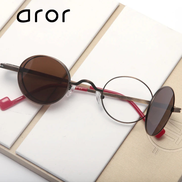 Aror Unisex Full Rim Round Alloy Eyeglasses Side Flip Sunglasses 76889 Full Rim Aror