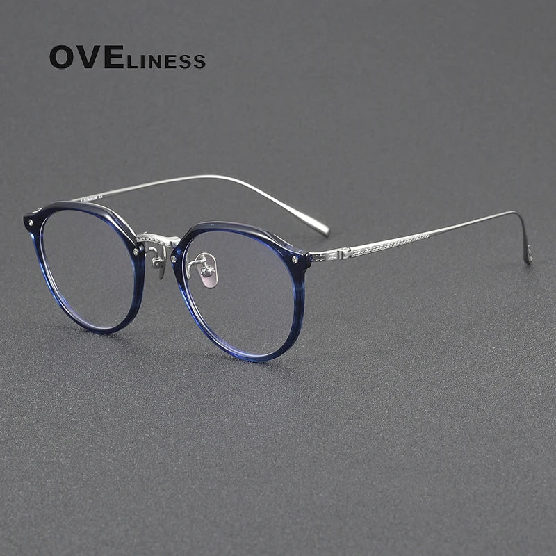Oveliness Women's Full Rim Round Titanium Acetate Eyeglasses 34054