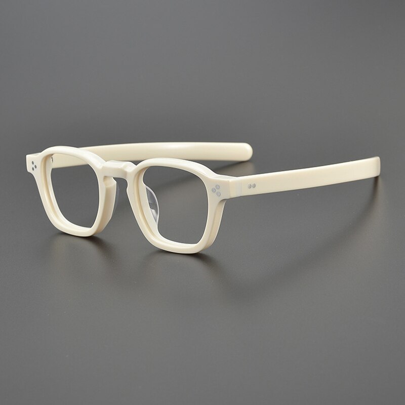 Gatenac Unisex Full Rim Square Acetate Eyeglasses Gxyj1053 Full Rim Gatenac White  