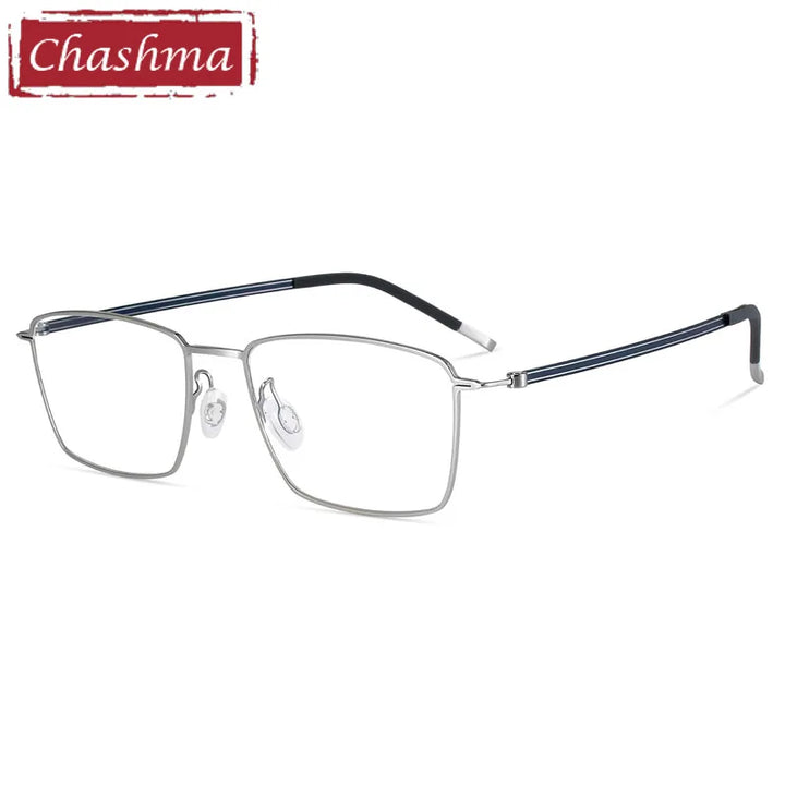 Chashma Ottica Men's Full Rim Square Screwless Titanium Eyeglasses 7242 Full Rim Chashma Ottica Silver  