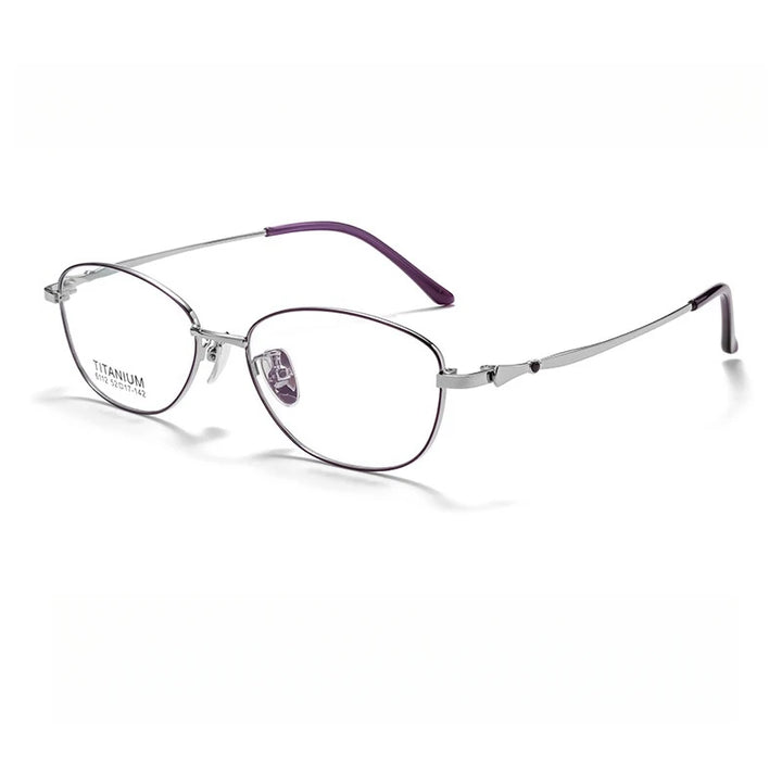 Yimaruili Women's Full Rim Oval Square Alloy Eyeglasses 6112 Full Rim Yimaruili Eyeglasses Purple Silver