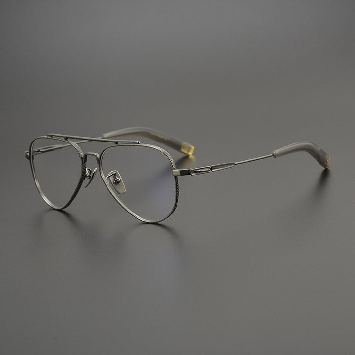 Hdcrafter Men's Full Rim Large Square Double Bridge Titanium Eyeglasses Hlsa-101 Full Rim Hdcrafter Eyeglasses   