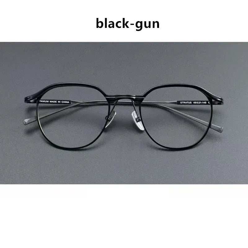 Aimee Unisex Full Rim Round Pure Titanium Eyeglasses STRATUS — view 4 | Aimee at FuzWeb