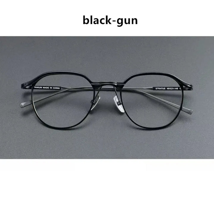 Aimee Unisex Full Rim Round Pure Titanium Eyeglasses STRATUS — view 4 | Aimee at FuzWeb
