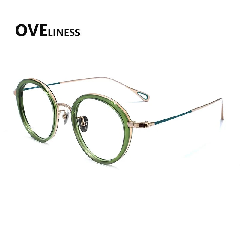Oveliness Women's Full Rim Oval Acetate Titanium Eyeglasses 922159