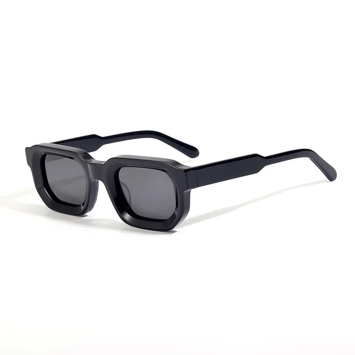 Black Mask Unisex Full Rim Square Brow Line Acetate Sunglasses 366037
