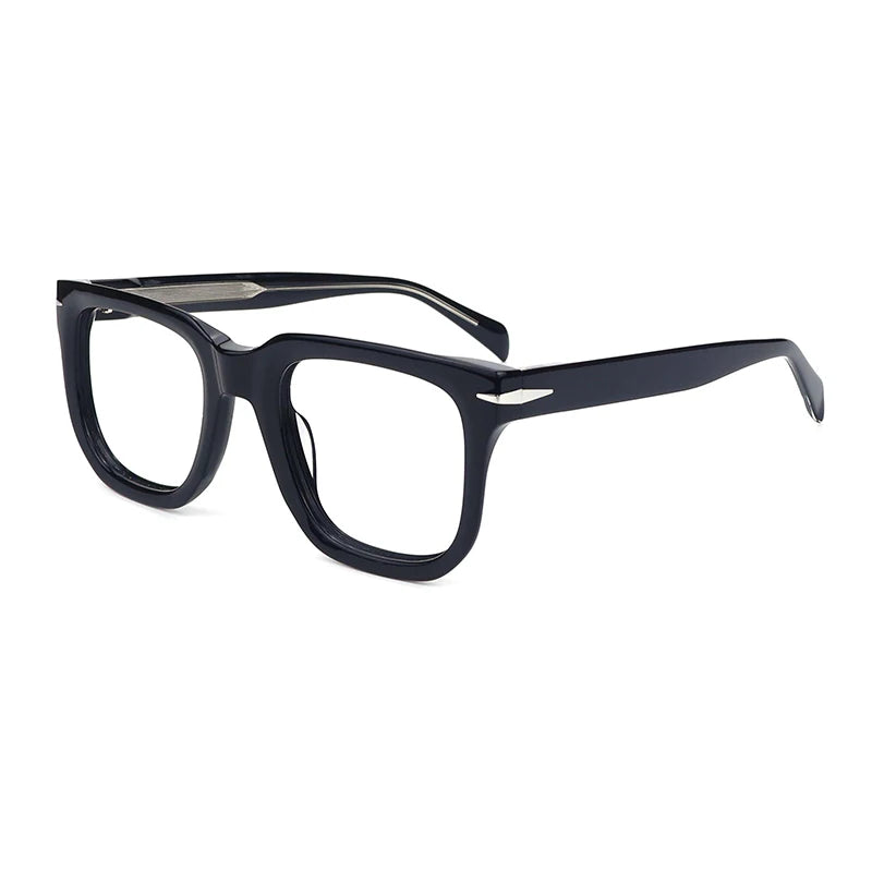 Gatenac Unisex Full Rim Square Thick Acetate Eyeglasses Gxyj1544 Full Rim Gatenac Black