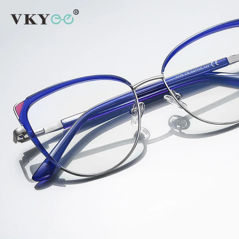 Vicky Women's Full Rim Oval Cat Eye Alloy Reading Glasses 43124 Reading Glasses Vicky   