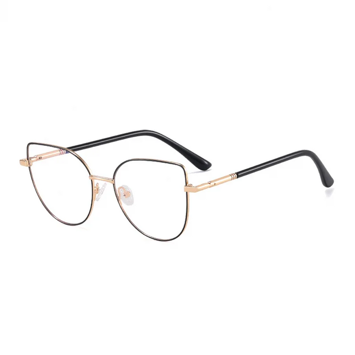 Ralferty Women's Full Rim Square Cat Eye Alloy Eyeglasses R83605 Full Rim Ralferty C1 Black CHINA 