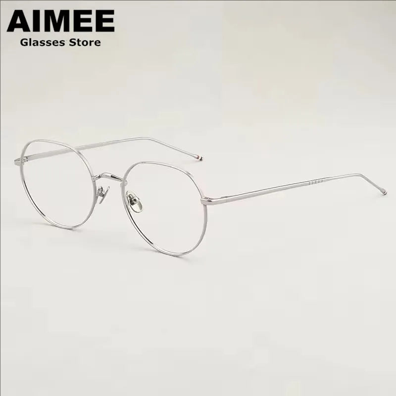 Aimee Unisex Full Rim Flat Top Oval Titanium Eyeglasses 541914