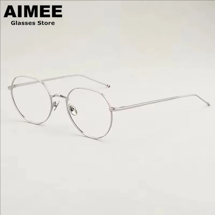 Aimee Unisex Full Rim Flat Top Oval Titanium Eyeglasses 541914