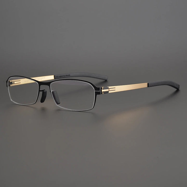 Black Mask Unisex Full Rim Stainless Steel Screwless Square Eyeglasses Ib006  Black Mask Black-Gold  