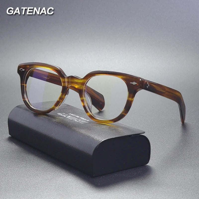 Gatenac Unisex Full Rim Round Oval Thick Acetate Eyeglasses 71509  FuzWeb    