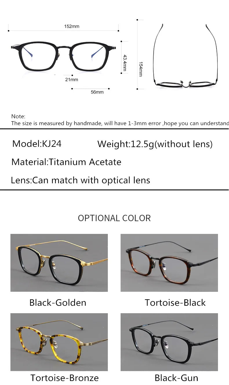 Aimee Unisex Full Rim Big Square Titanium Acetate Eyeglasses 94224 Full Rim Aimee