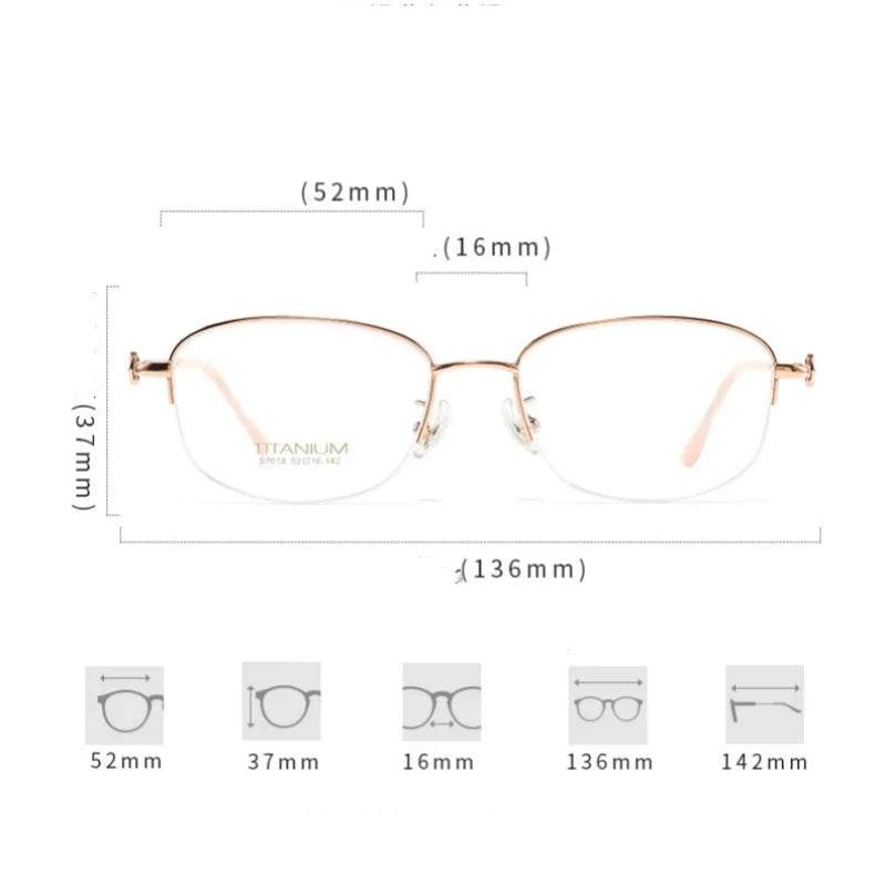 KatKani Women's Semi Rim Square Titanium Eyeglasses S7018 Semi Rim KatKani Eyeglasses   