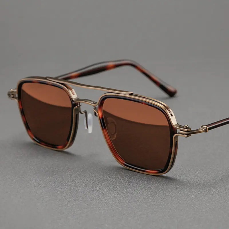 Black Mask Men Full Rim Square Titanium Polarized Sunglasses BM-5875S