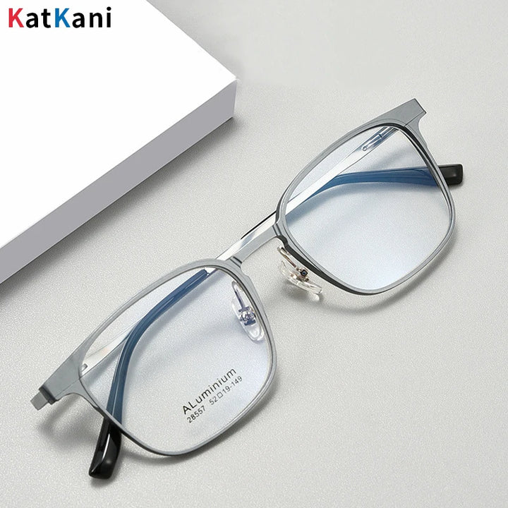 KatKani Men's Full Rim Square Titanium Alloy Eyeglasses 28557 Full Rim KatKani Eyeglasses   