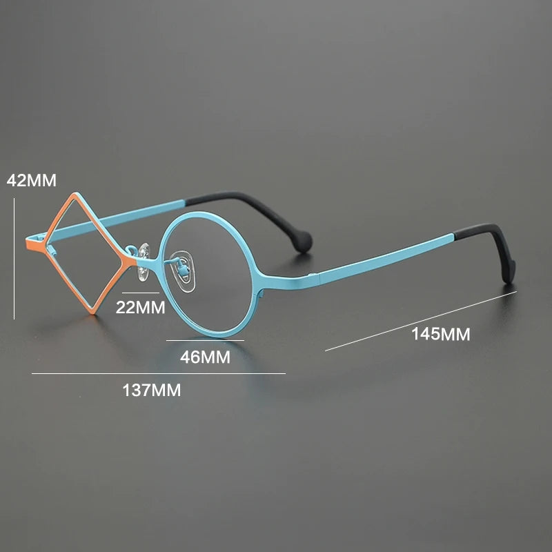 Gatenac Women's Full Rim Round Diamond Titanium Eyeglasses G85852