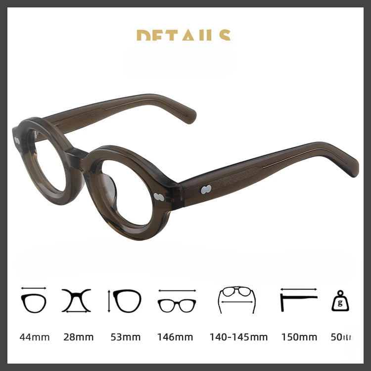 Hewei Unisex Full Rim Round Thick Frosted Acetate Eyeglasses 4428 Full Rim Hewei   