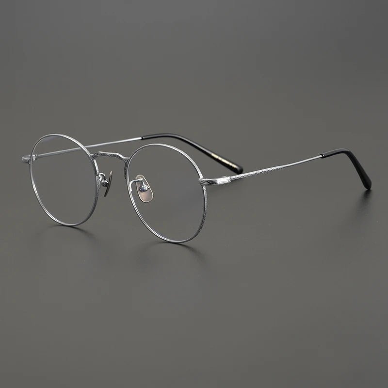 Aimee Unisex Full Rim Round Titanium Eyeglasses 1282 Full Rim Aimee Silver  