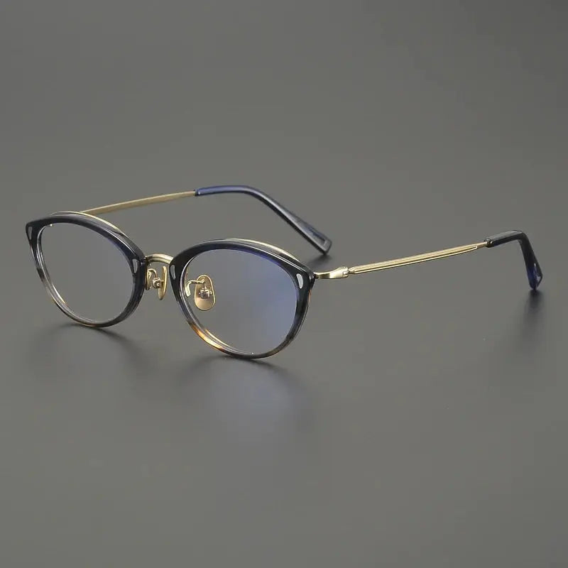 Gatenac Unisex Full Rim Oval Titanium Acetate Eyeglasses 762156 FuzWeb