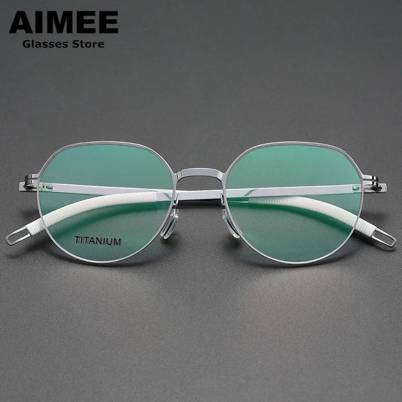 Aimee Unisex Full Rim Flat Top Round Titanium Acetate Eyeglasses 49819 Full Rim Aimee   