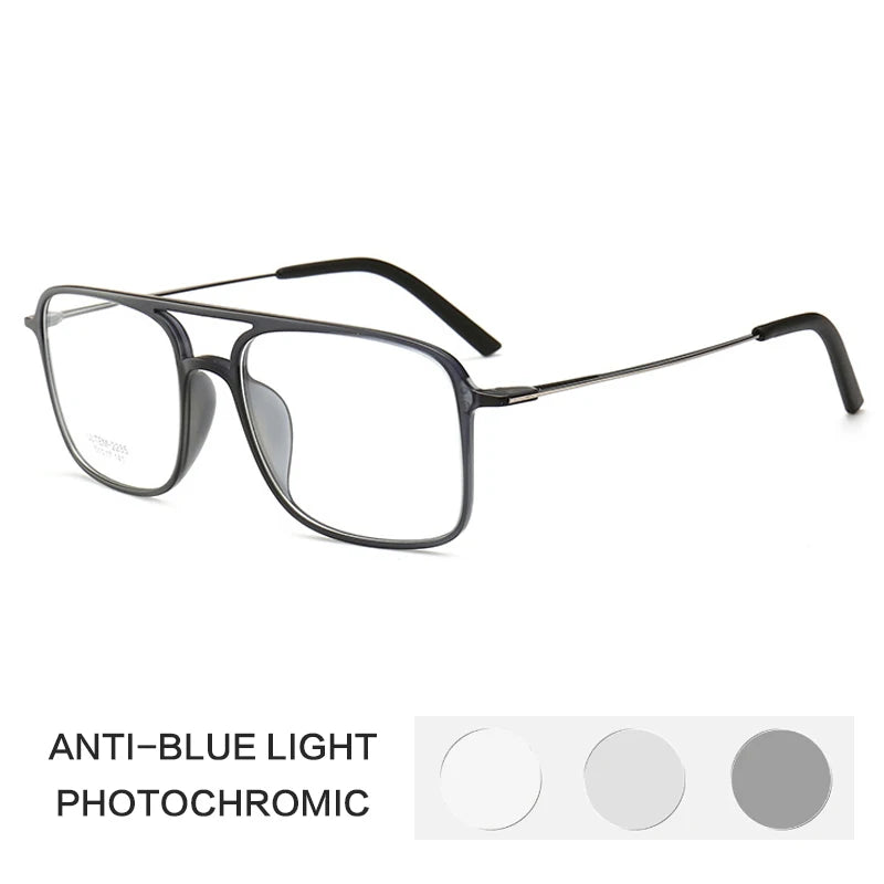 Gatenac Women's Full Rim Square Double Bridge Tr 90 Titanium Photochromic Reading Glasses G2235