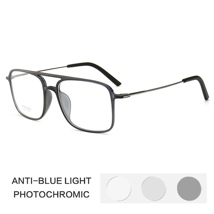 Gatenac Women's Full Rim Square Double Bridge Tr 90 Titanium Photochromic Reading Glasses G2235