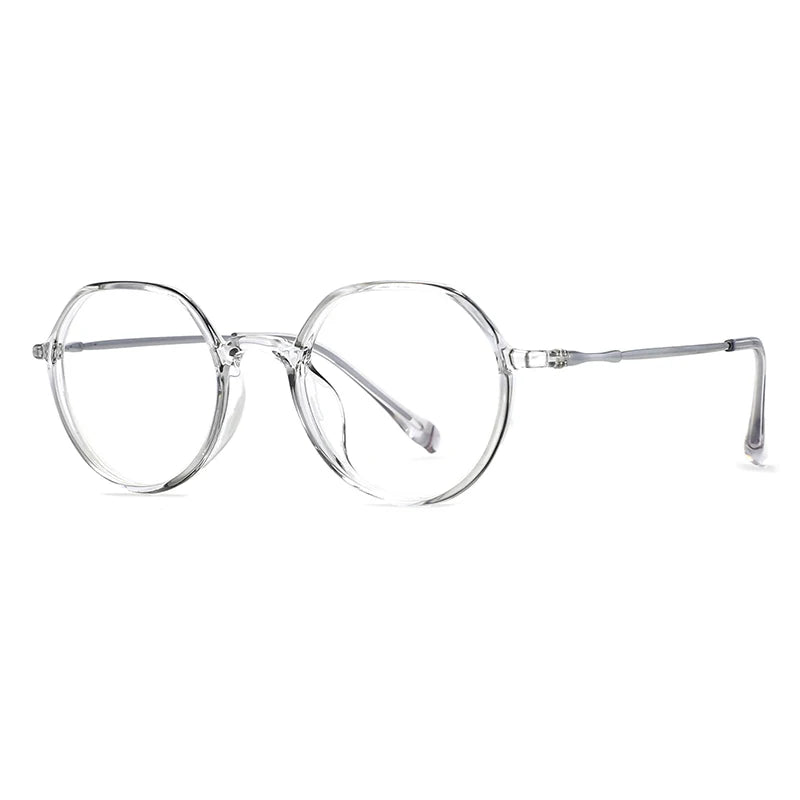 CCSpace Unisex Full Rim Round Tr 90 Titanium Eyeglasses 57100 Full Rim CCspace Grey  