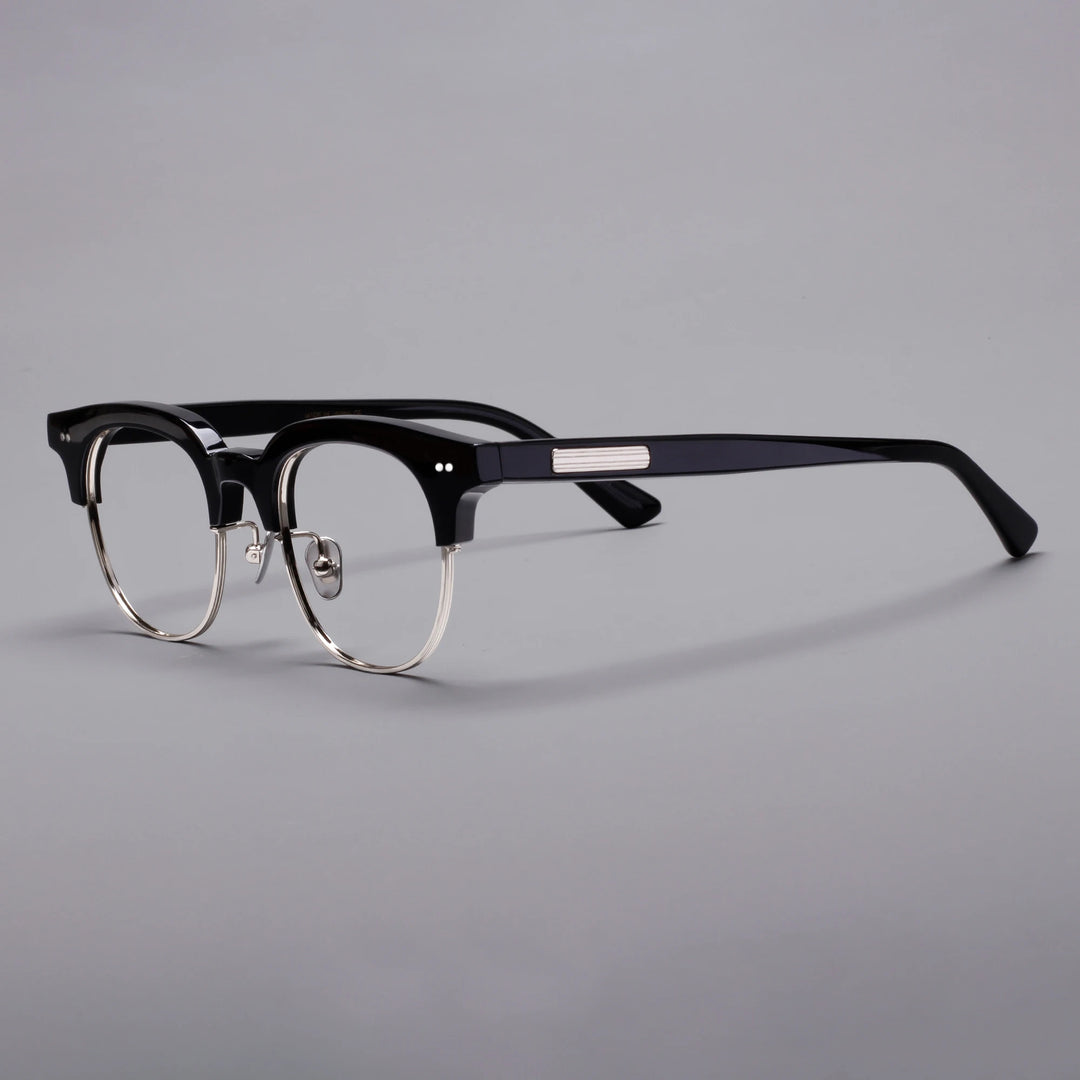 Black Mask Unisex Full Rim Square Titanium Acetate Eyeglasses 366711