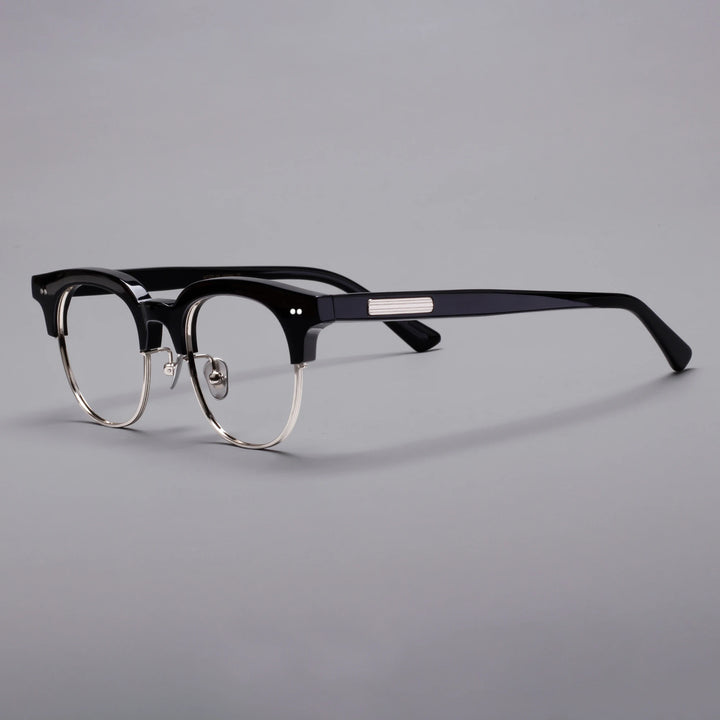 Black Mask Unisex Full Rim Square Titanium Acetate Eyeglasses 366711