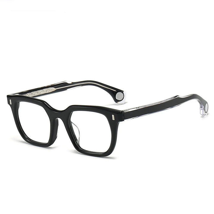 Black Mask Unisex Full Rim Square Acetate Eyeglasses 75rx Full Rim Black Mask Black  