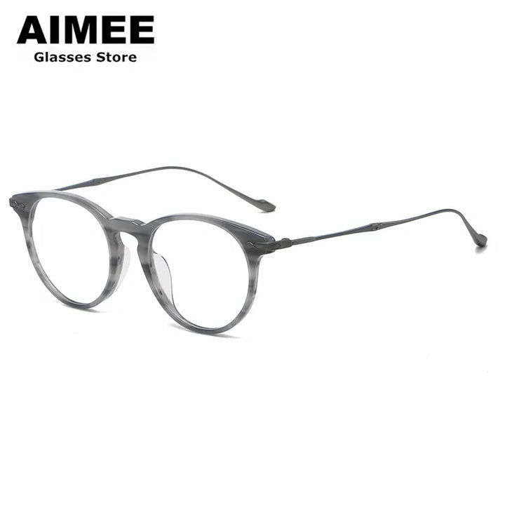 Aimee Unisex Full Rim Round Titanium Acetate Eyeglasses 5889 Full Rim Aimee   