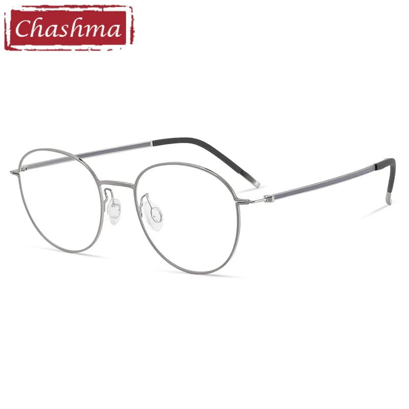 Chashma Ottica Women's Full Rim Round Titanium Eyeglasses 7240 Full Rim Chashma Ottica Gray  