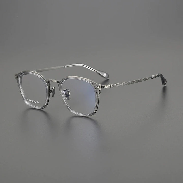 Gatenac Unisex Full Rim Square Acetate Titanium Eyeglasses G8508