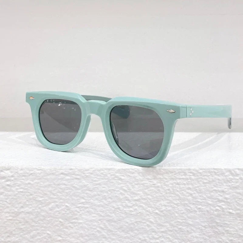 Hewei Unisex Full Rim Square Acetate Sunglasses 0021 Sunglasses Hewei blue-gray as picture 