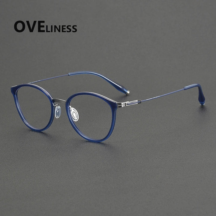 Oveliness Unisex Full Rim Oval Round Acetate Titanium Eyeglasses 22501