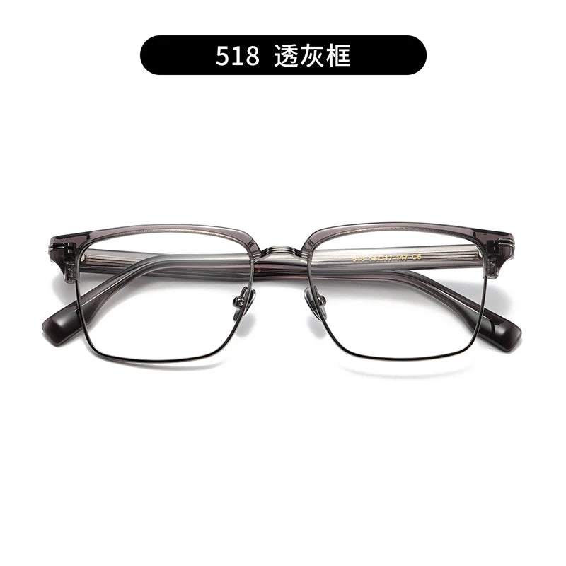 Nobler Unisex Semi Rim Square Titanium Acetate Eyeglasses 0518 Semi Rim Nobler C6  