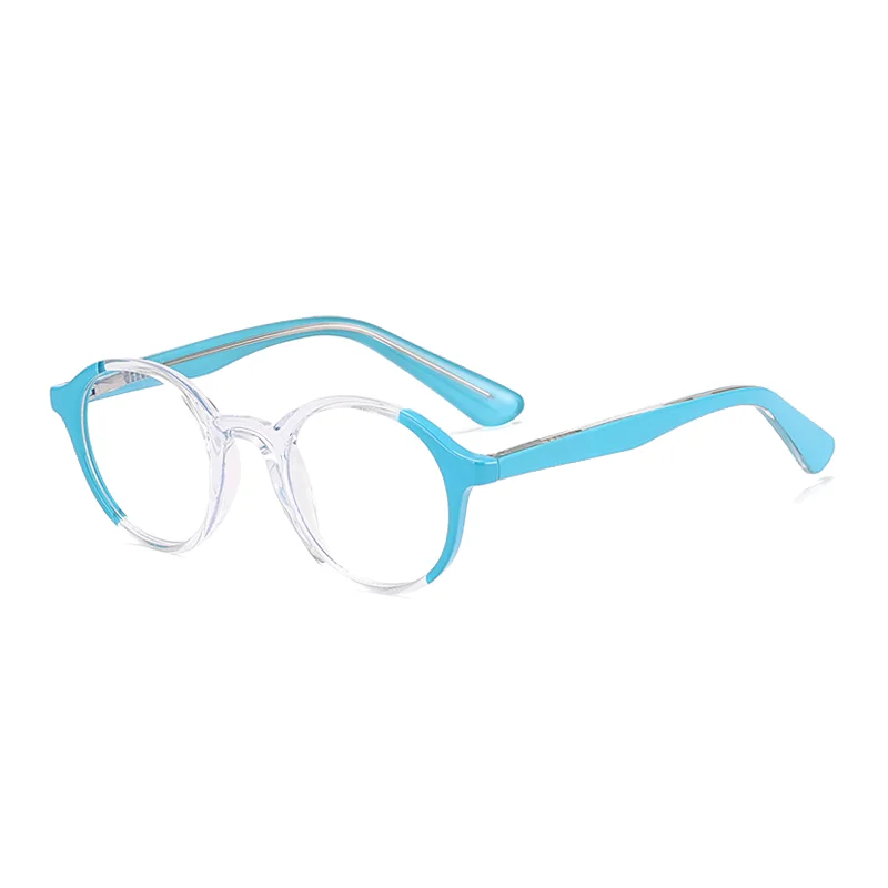 Ralferty Unisex Youth's Full Rim Round Acetate Eyeglasses R992 Full Rim Ralferty C6 IceBlue CHINA 