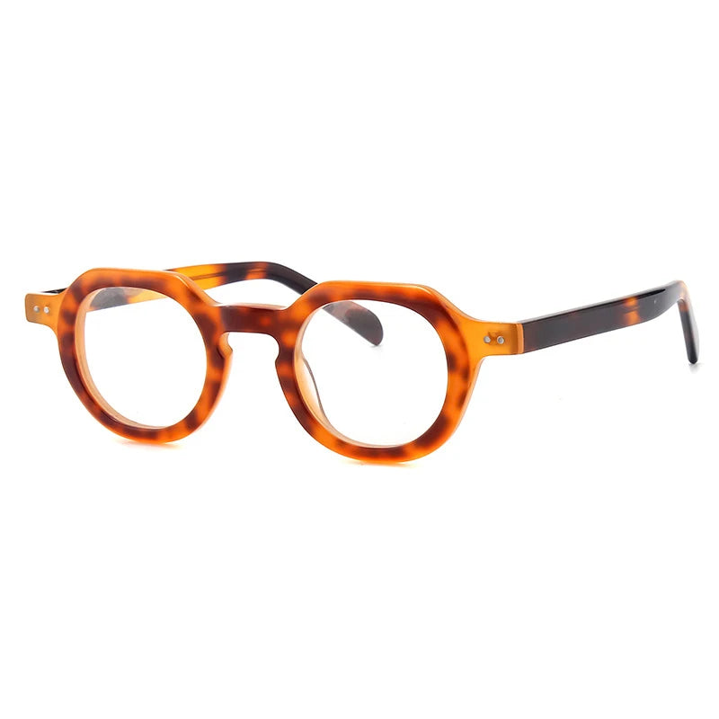 Gatenac Unisex Full Rim  Flat Top Round Acetate Eyeglasses G56071
