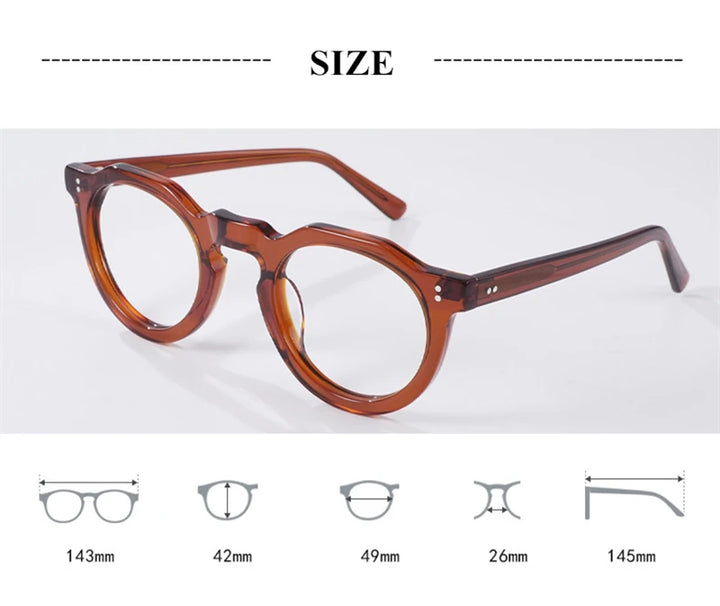 Black Mask Unisex Full Rim Flat Top Round Acetate Eyeglasses 835022