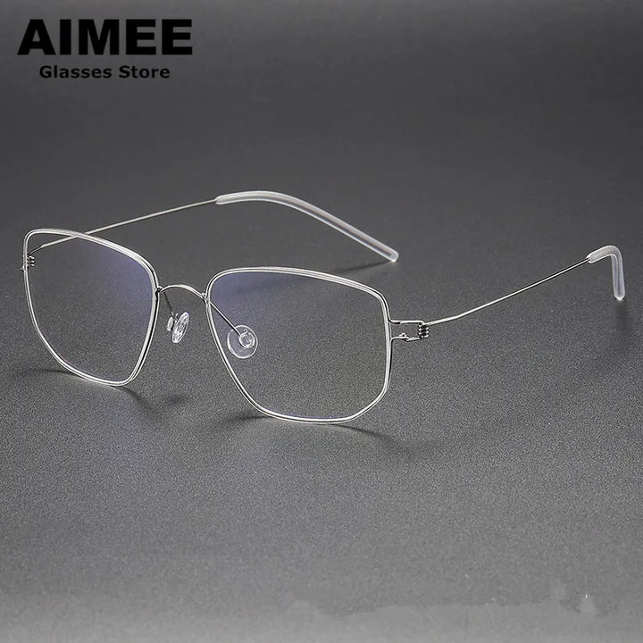 Aimee Women's Full Rim Square Screwless Titanium Eyeglasses 13317 Full Rim Aimee Silver  