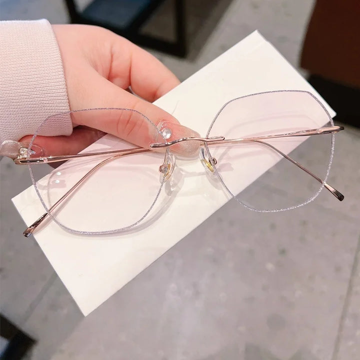 Summer Flower Women's Rimless Polygon Oval Titanium Eyeglasses 431852