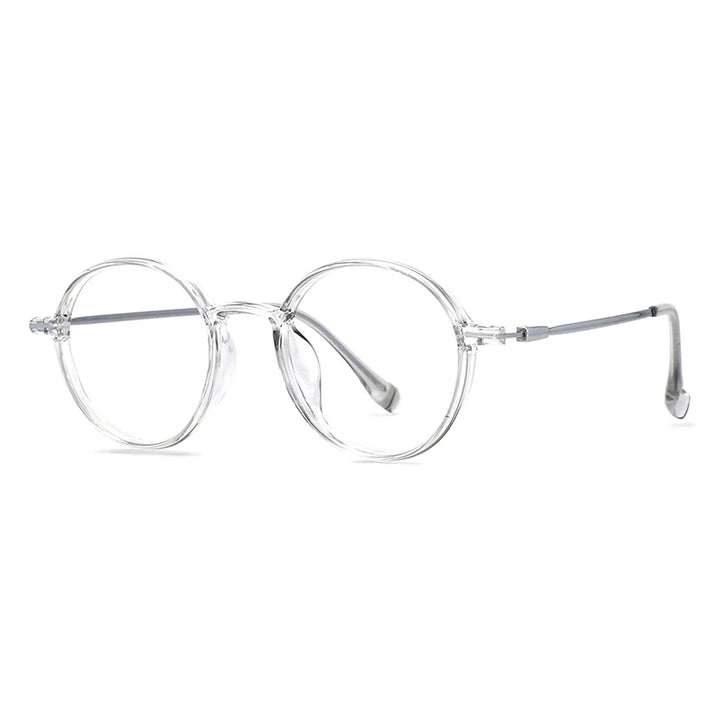 CCSpace Unisex Full Rim Round Tr 90 Titanium Eyeglasses 57098 Full Rim CCspace Clear  
